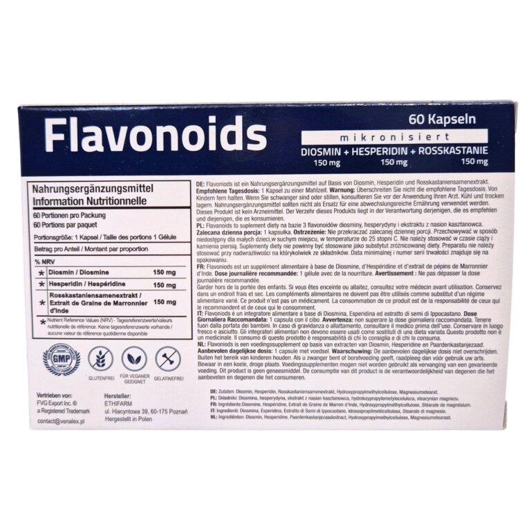 Flavonoids Diosmina Hesperydyna MPFF Kasztanowiec 60 kaps.